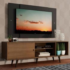 Rack Madesa Dubai com Pés e Painel para TV até 58 Polegadas - Rustic/Preto 5ZD8