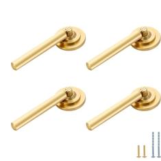 Evionlin Pacote com 4 maçanetas de latão escovado sólido puxador puxador de lágrima design pendurado para armários gaveta porta móveis decorativos parafusos incluídos