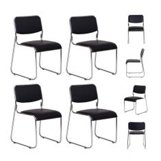 Kit 4 Cadeiras Escritório Interlocutor Dakar Preta Base Fixa