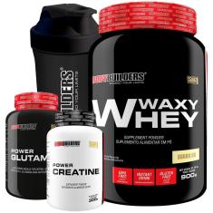 KIT Waxy Whey 900g + Creatina 100g + Glutamina 100g + Coqueteleira - Bodybuilders-Unissex