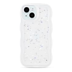 ZTOFERA Capa para iPhone 13 de 6,1 polegadas, linda capa ondulada encaracolada com glitter de estrela, capa protetora de telefone de TPU (poliuretano termoplástico) macio e brilhante transparente à
