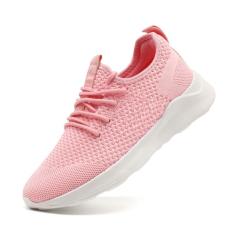 WOHHHW Tênis de caminhada feminino, casual, com cadarço, leve, sem cadarço, tênis de corrida sem cadarço, 01 Rosa, 38