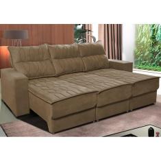 Sofá Retrátil e Reclinável 2,25m Cama inBox Canadá. com Molas Velusoft