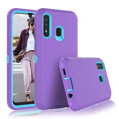 Tiflook Para Galaxy A20, A50, capa híbrida resistente à prova de choque de plástico rígido e borracha de absorção de choque para Samsung Galaxy A30 A50S A30S, roxa