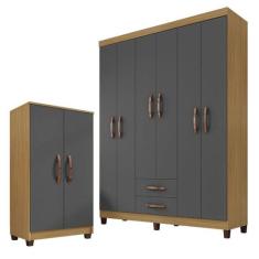 Guarda Roupa Casal Módena com Armário Multiuso Recife Carvalho America