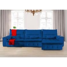 Sofá Fusion 3.90m Elétrico com USB e Vibro Massagem - Sofisticato, azu