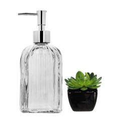 Kit Banheiro Porta Sabonete Líquido e Mini Vaso Suculenta - Yazi