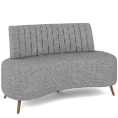 Sofá Chaise Living 2 Lugares 160cm Para Sala Cayman K01 Linho Cinza