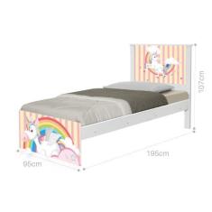 Cama Solteiro Adesivada Unicórnio Meigo com Colchão - CASA H