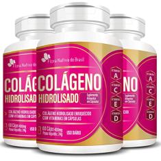 KIT 3X Colágeno Hidrolisado com Vitaminas 60 cápsulas - Flora Nativa