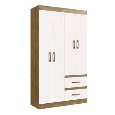 Guarda-roupa Dallas 55400 4 Portas 2 Gavetas Off White/ Nogueira