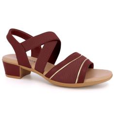Sandália Feminina Usaflex Salto Bloco Cor:Vermelho;Tamanho:34