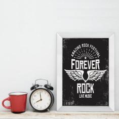 Quadro Decorativo com Moldura Branca Rock Forever 22x32cm - Quartinhos