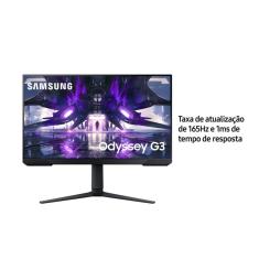 Monitor Gamer Samsung Odyssey G32A 27`` Preto LS27AG320NLXZD, FHD, 165Hz, 1ms, com ajuste de altura, HDMI, DP, Freesync