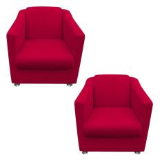 Kit 02 Poltronas Decorativa Bia Corano Vermelho
