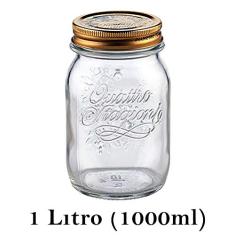 Pote Quattro Stagioni 1 Litro (1000ml) de vidro com fechamento hermético Bormioli Rocco para conservação de alimentos