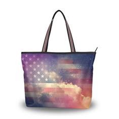 Bolsa de ombro My Daily feminina com bandeira americana céu noturno, Multi, Medium