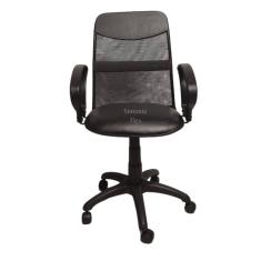 Cadeira  diretor tela giratória com faixa - mecanismo relax -  braço fixo corano preto