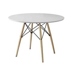Mesa de Jantar Redonda Eiffel Wood Branco 90 cm