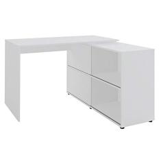 Mesa Para Escritório com Porta de Correr Escrivaninha Home Office Mingle A02 Branco - Lyam Decor