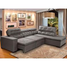 Sofá 5 Lugares Canto 2,80x2,20 m Sttilo Retrátil e Reclinável Chaise E