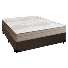 Cama Box Casal Sintético + Colchão De Molas Ensacadas Portobel Ipanema - 138x188x65cm Marrom