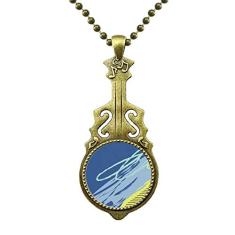 DIYthinker Colar com padrão de arte de plantas abstratas pacíficas, joia antiga com pingente de música de guitarra