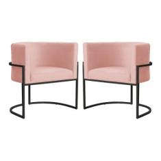 Kit 02 Cadeiras Luna para Escritório Base de Metal Preto Veludo Escolh