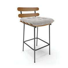 Banqueta Costela Veludo Base Metálica Preto J01 - D'Rossi - D Rossi, C