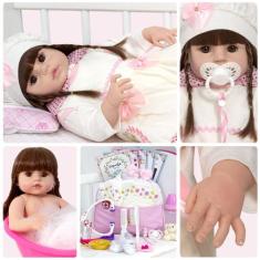 Bebê Boneca Reborn Real Siliconada Com Chupeta Vários Itens - Cegonha 