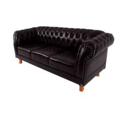 Sofá Chesterfield Capitone Duque 1.80M 3 Assentos Courano Café / Dom Pedro - Barbearia - Escritório - Sala De Estar