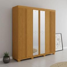 Guarda-roupa Casal 230,10cm 6 Portas Ripado 6 Gavetas com Espelho 100%