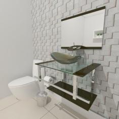 Gabinete de Vidro 60cm para Banheiro Cuba Oval - Sérvia Inox