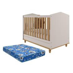 Berço Americano Mini Cama Mimo com Colchão Physical - Permóbili Baby Off White/Nature