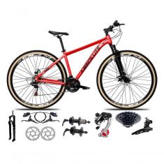 Bicicleta Aro 29 Absolute Nero 5 Câmbios Shimano 24v K7 Freios Hidráulicos Garfo Trava Com Pneu Faixa - Vermelho Tam.19