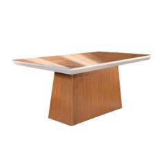 Mesa P- Cozinha Luna C- Tampo 180x90cm Flex Madeirado Vidro Canto Curvo - Imbuia-ripado 3d-off White - Rufato