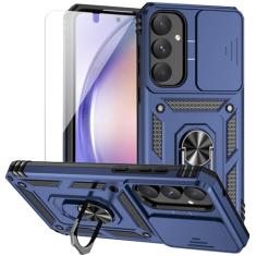 Capa para Samsung Galaxy A55 5G com capa para lente de câmera, película HD, camada dupla, nível militar, testada, anel magnético, suporte, suporte, capa protetora para celular para Samsung Galaxy A55