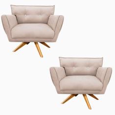 Kit 2 Poltronas Giratória Anitta Com Strass Suede Base De Madeira Ma30 Cor