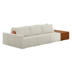Sofá Ilha Modular Living Com Puff 312cm Georgia K04 Bouclê Bege/caramelo - Mpozenato