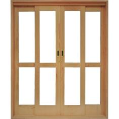 Porta De Correr Madeira 4 Folhas Isabela Revestimentos 2,15mx1,60mx14cm Marrom Claro