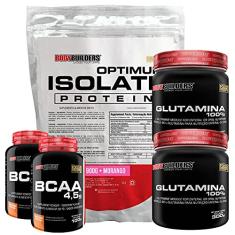Kit Optimum Isolate Whey Protein 900g + 2x BCAA 100g + 2x Glutamina 300g - Bodybuilders