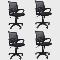 Kit 4 Cadeiras de Escritório Giratória Office Santiago