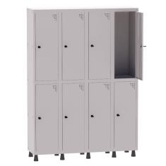 Armário Guarda Volume Locker Roupeiro 4 Vãos 8 Portas Aço GRP504/8 Cinza - Pandin