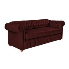 Sofá Chesterfield Luiz XV 1,80cm c. Ecológico Bordô sala de estar/rece