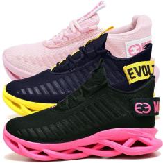 Kit 3 Tênis Easy Style Feminino Evoltenn Solado Trançado-Feminino