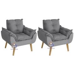 Kit 02 Poltrona/Cadeira Decorativa Glamour Com Pés Quadrado