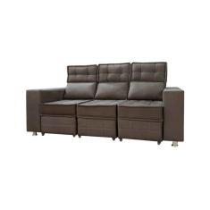 Sofá Retrátil E Reclinável 3 Lugares Londres 1.90cm Com Molas Suede Speciale Home Marrom