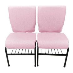 02 Cadeiras Para Igrejas C/ Porta Biblía E Porta Cálice Rosa