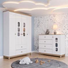 Conjunto Quarto de Bebê Guarda-roupa e Cômoda Sophia Espresso Móveis