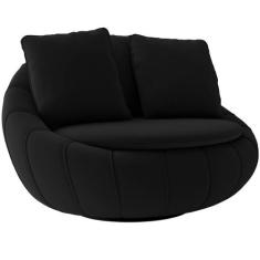 Poltrona Decorativa Giratória Sala de Estar Afrodite Veludo Preto - Gr